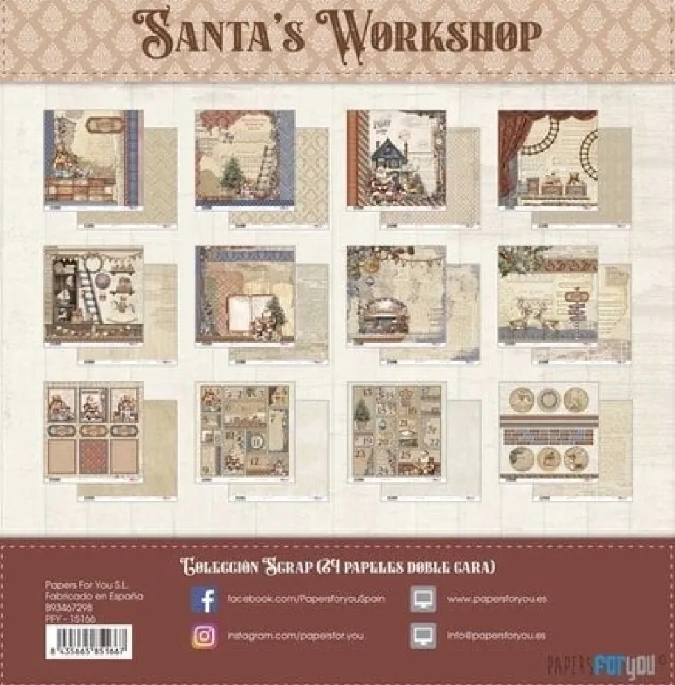 Kit de scrapbooking Santa's Workshop PapersForYou 20x20cm