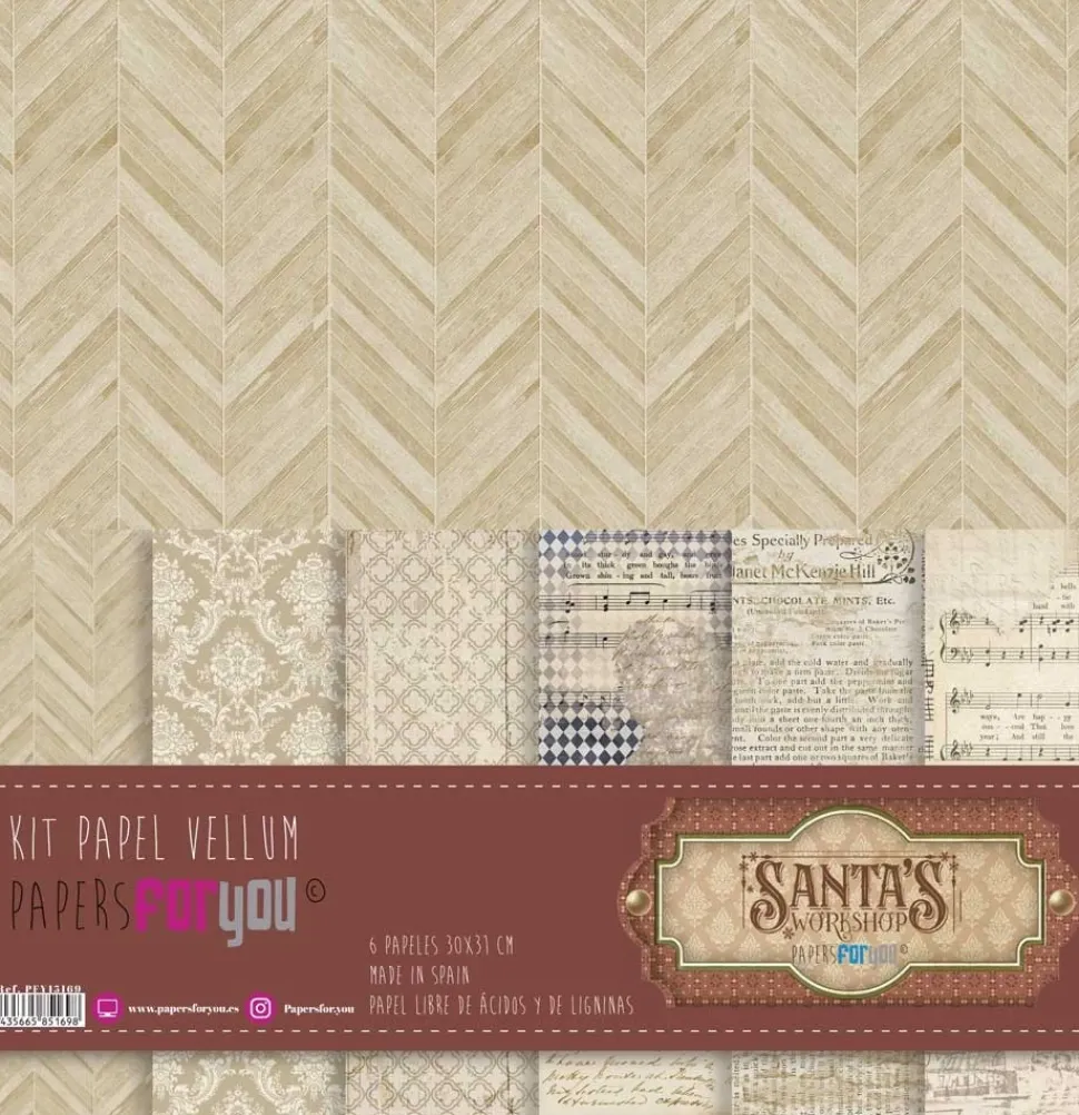 Kit papeles vellum Santa's Workshop PapersForYou 30x30cm