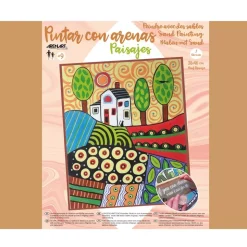Kit Pintar con Arenas de Colores Paisaje Naif Naranja Arenart 38x46cm