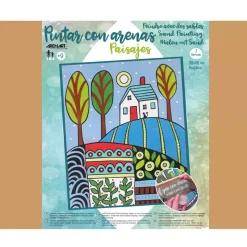 Kit Pintar con Arenas de Colores Paisaje Naif Azul Arenart 38x46cm