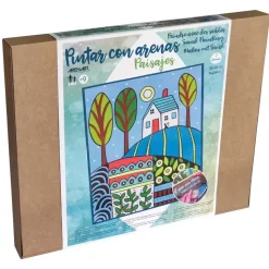 Kit Pintar con Arenas de Colores Paisaje Naif Azul Arenart 38x46cm