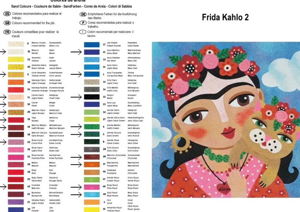 Kit Pintar con Arenas de Colores Frida Kahlo Flores Arenart 38x38cm