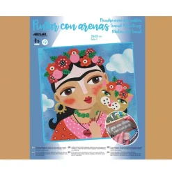 Kit Pintar con Arenas de Colores Frida Kahlo Flores Arenart 38x38cm
