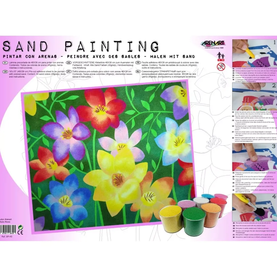 Kit Pintar con Arenas de Colores Flores Arenart 38x46cm