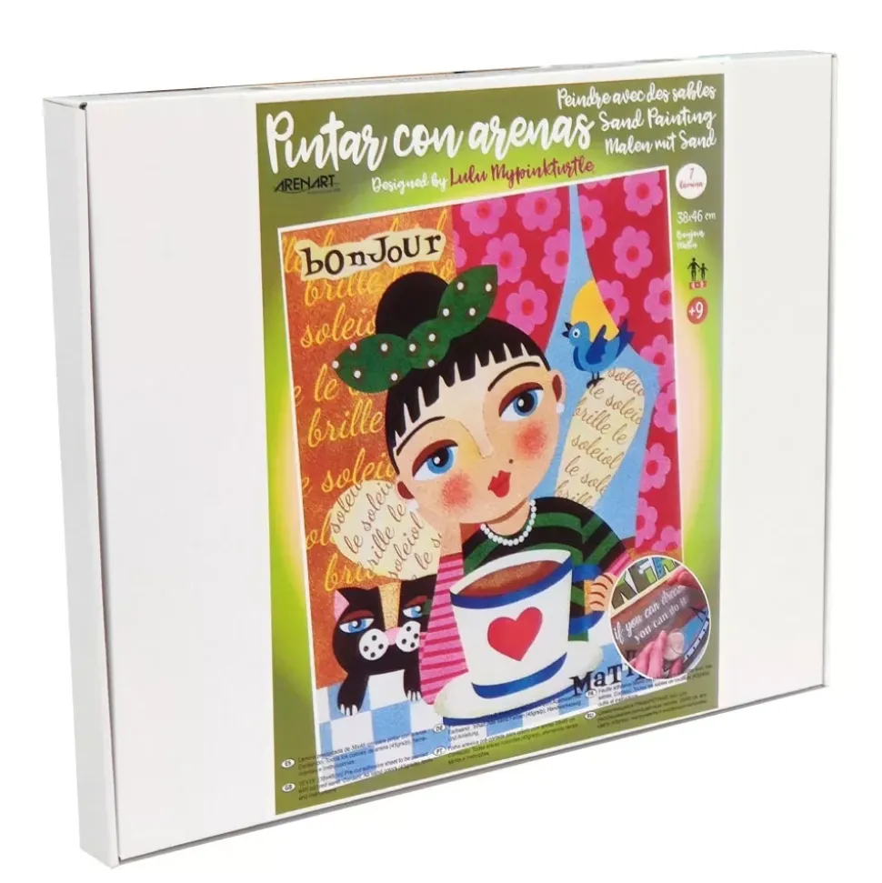 Kit Pintar con Arenas de Colores Bonjour Matin Arenart 38x46cm