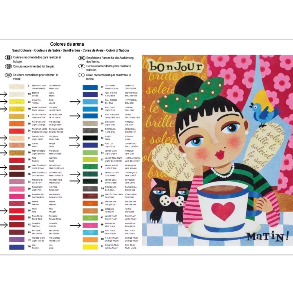 Kit Pintar con Arenas de Colores Bonjour Matin Arenart 38x46cm