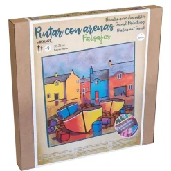 Kit Pintar con Arenas de Colores Barcos Marineros Arenart 38x38cm