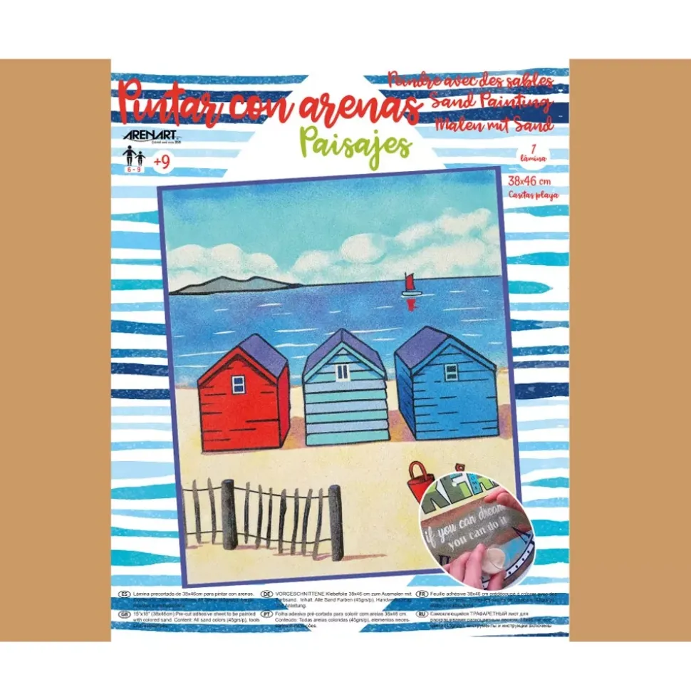 Kit Pintar con Arenas de Colores Casitas Playa Arenart 38x46cm