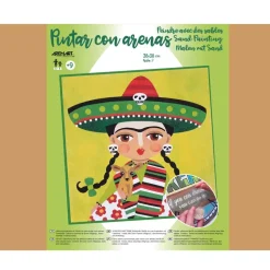 Kit Pintar con Arenas de Colores Frida Kahlo Sombrero Mexicano Arenart 38x38cm