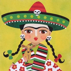 Kit Pintar con Arenas de Colores Frida Kahlo Sombrero Mexicano Arenart 38x38cm