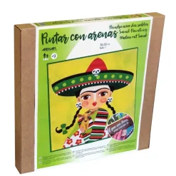 Kit Pintar con Arenas de Colores Frida Kahlo Sombrero Mexicano Arenart 38x38cm