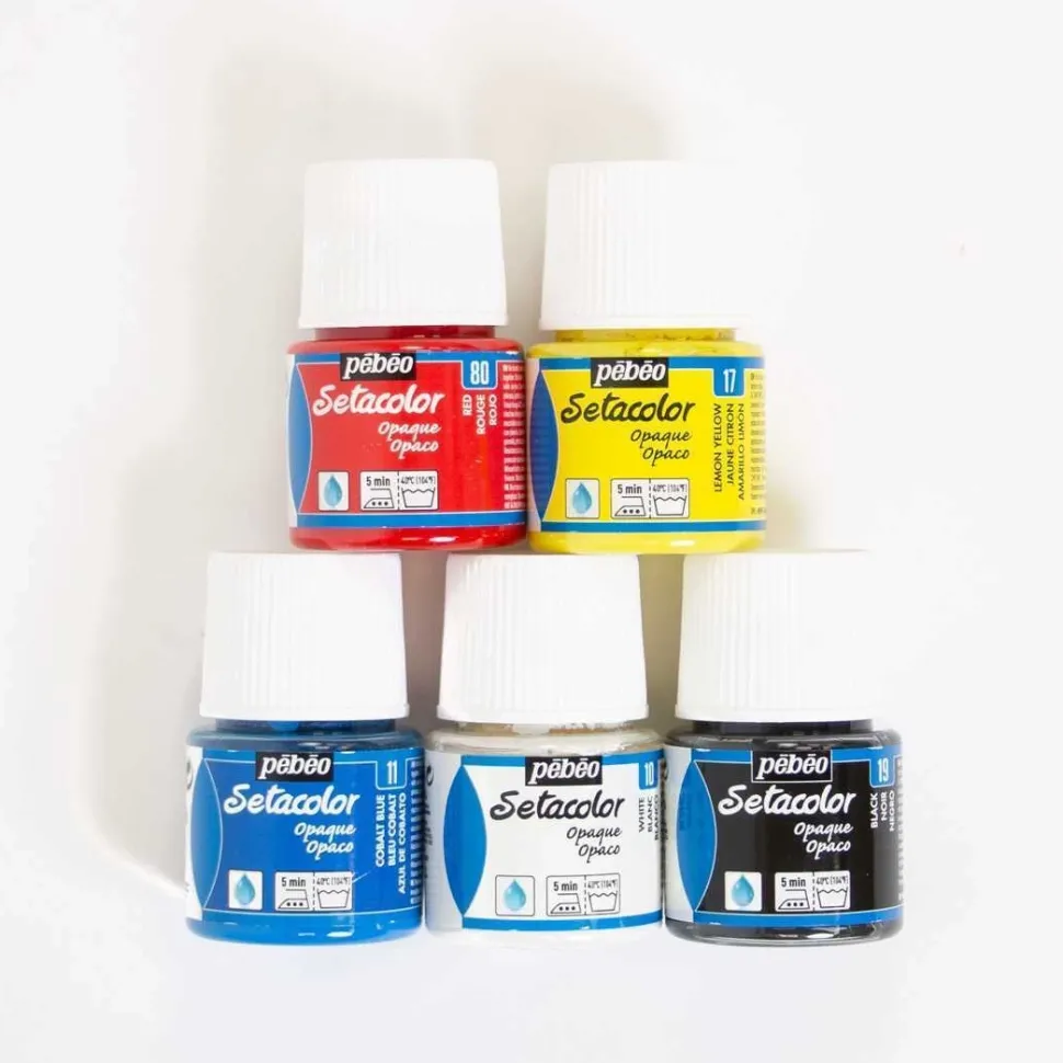 Kit Pintura de Tela Setacolor surtido 4 + 1 GRATIS Pebeo 45ml