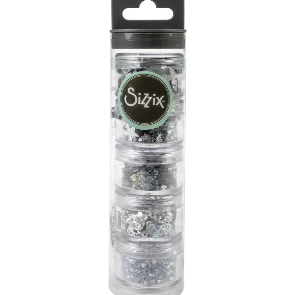 Lentejuelas y Perlas Silver Sizzix