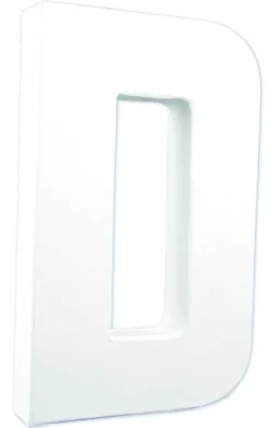 Letra D de cartón endurecido blanco