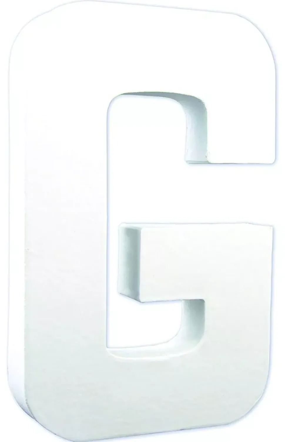 Letra G de cartón endurecido blanco