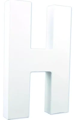 Letra H de cartón endurecido blanco