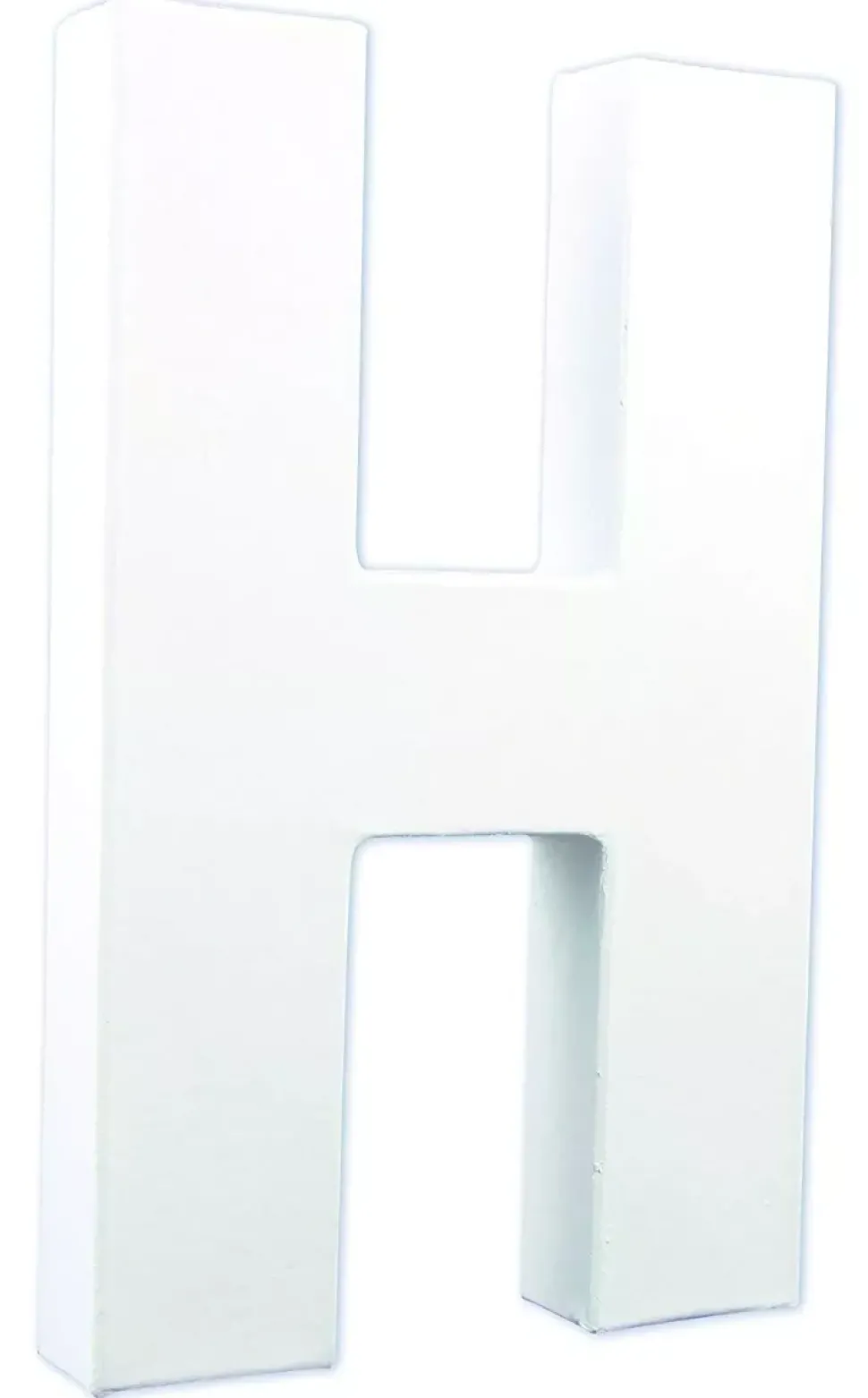 Letra H de cartón endurecido blanco