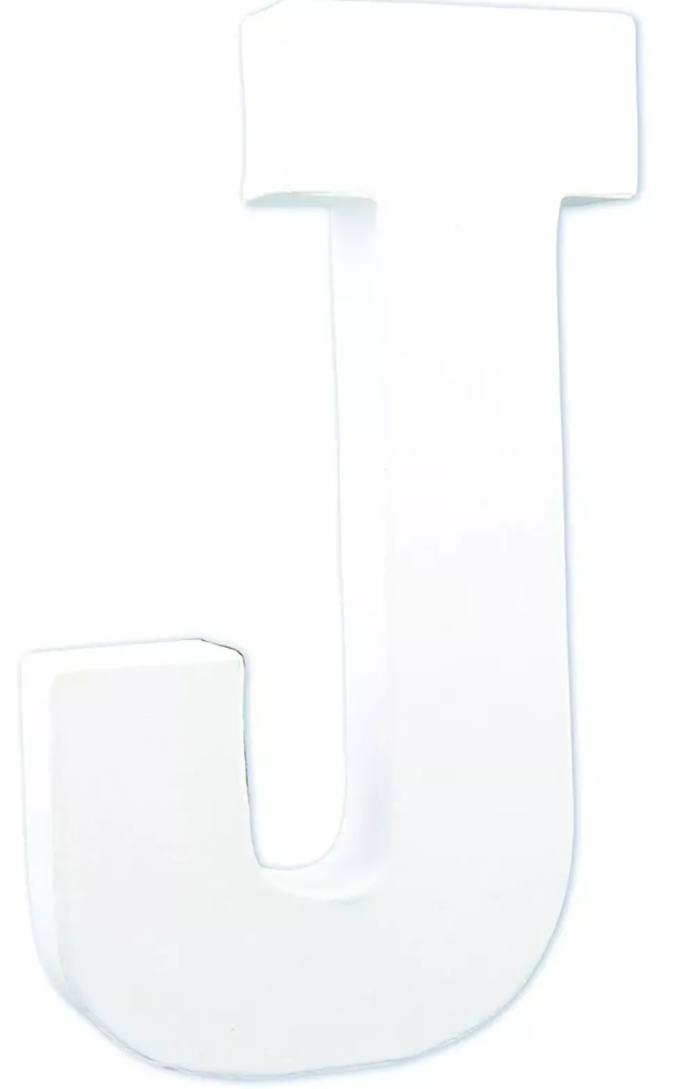 Letra J de cartón endurecido blanco