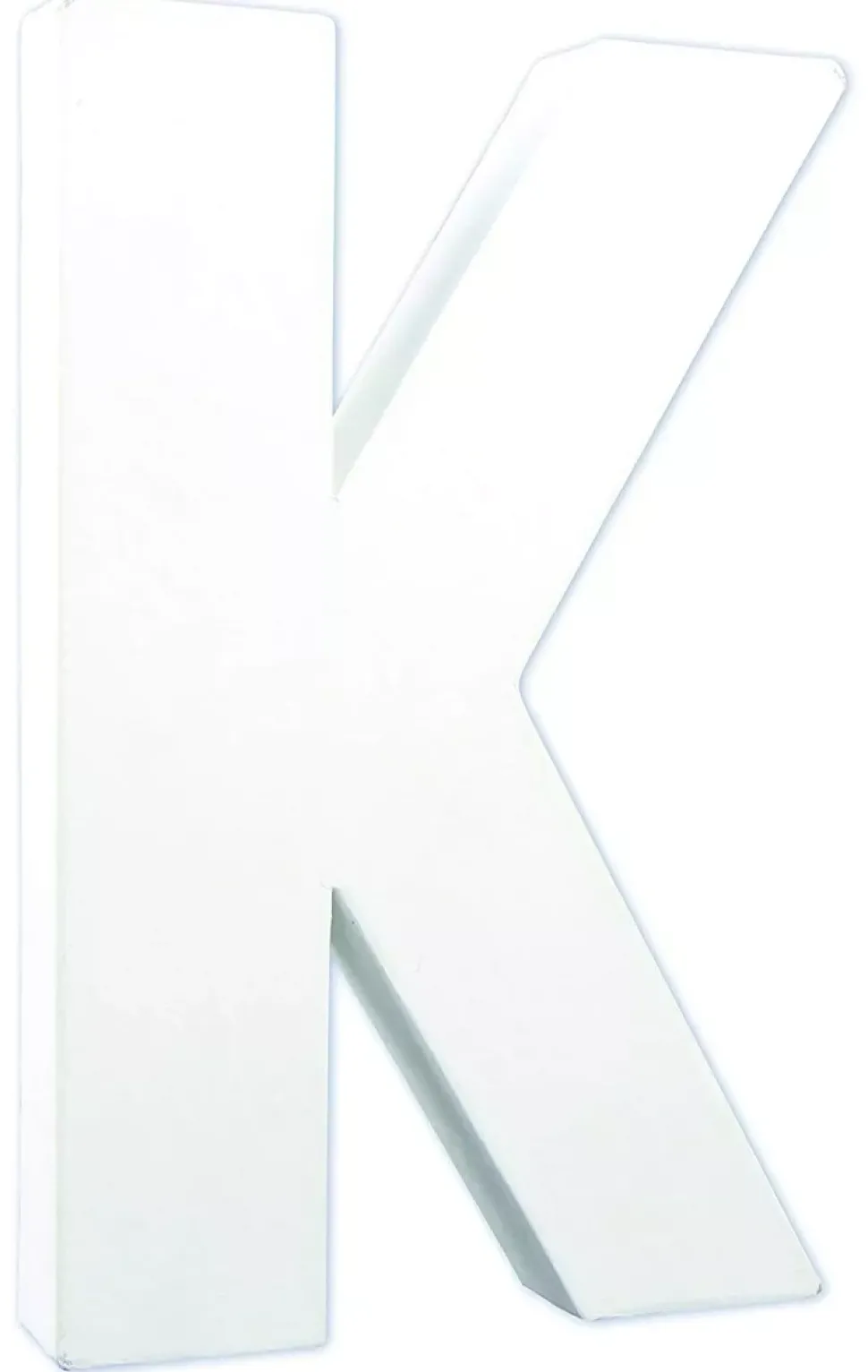 Letra K de cartón endurecido blanco