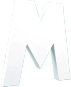 Letra M de cartón endurecido blanco