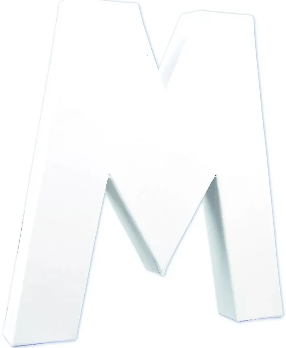 Letra M de cartón endurecido blanco