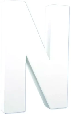 Letra N de cartón endurecido blanco