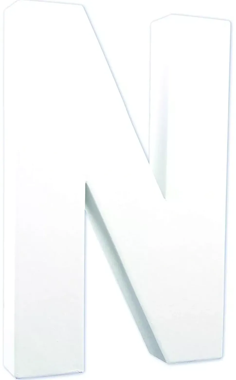 Letra N de cartón endurecido blanco
