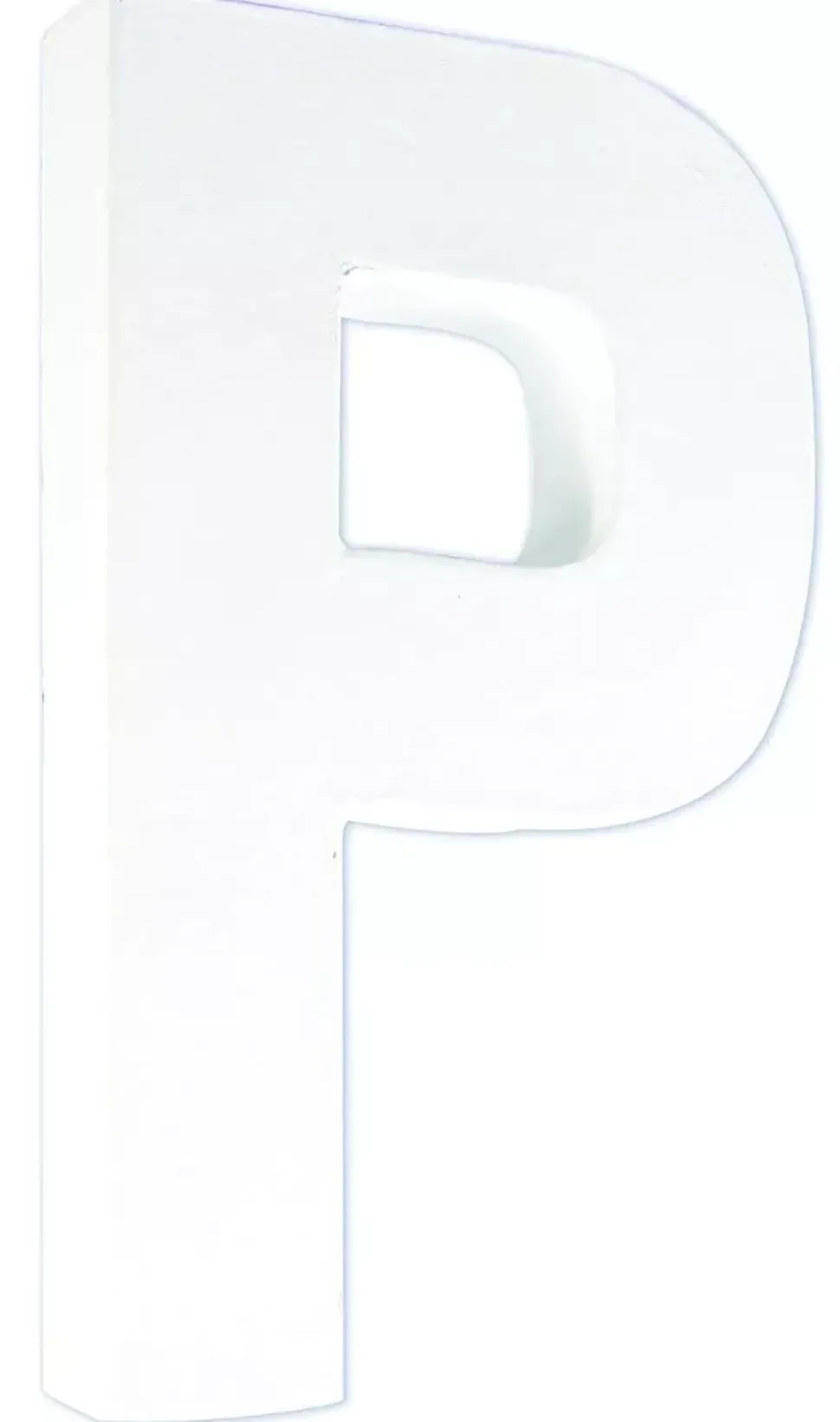 Letra P de cartón endurecido blanco