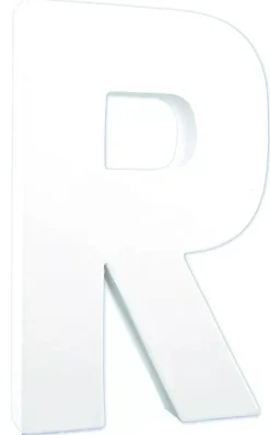 Letra R de cartón endurecido blanco