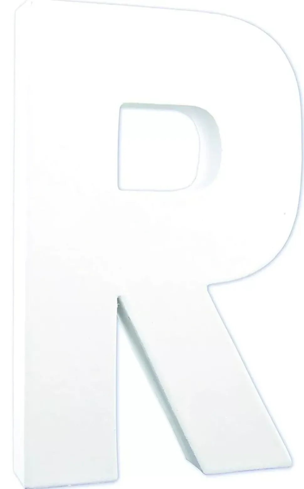 Letra R de cartón endurecido blanco