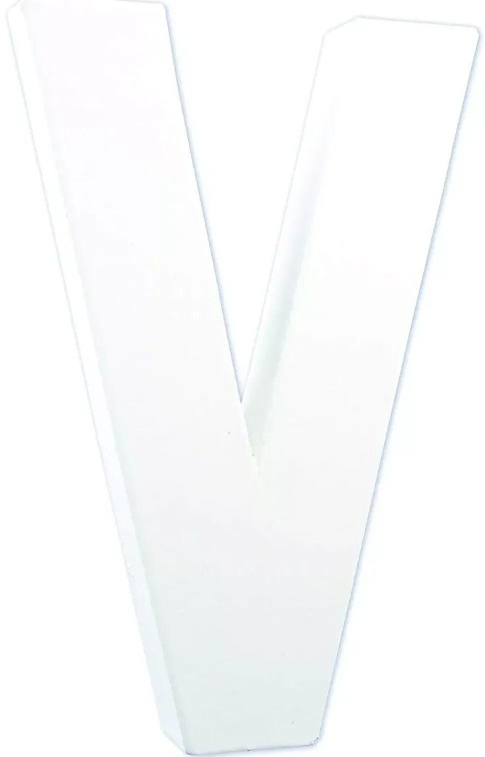 Letra V de cartón endurecido blanco