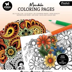 Libro para colorear Mandala Essentials Collection Studio Light 20x20cm