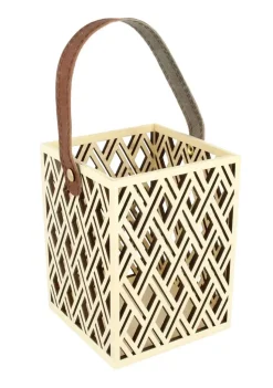 Linterna de madera calada con rombos