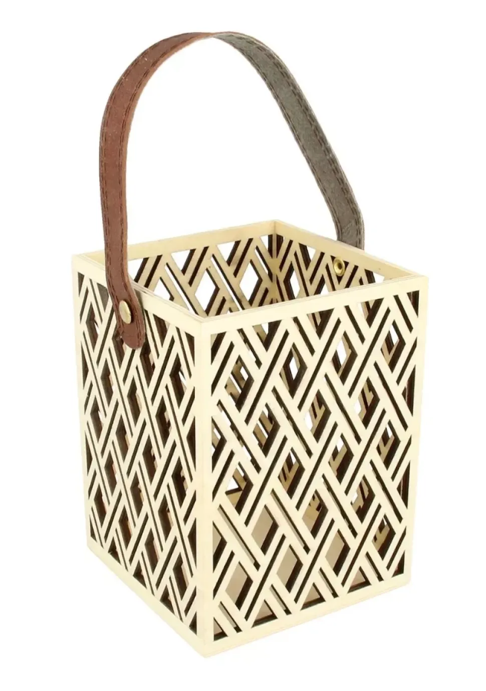 Linterna de madera calada con rombos