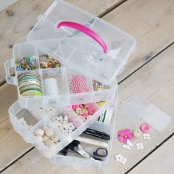 Maletín de almacenamiento con separadores y tres pisos