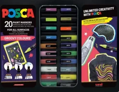 Maletín metálico 20 Rotuladores surtidos Groovy Colours Uni Posca
