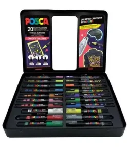 Maletín metálico 20 Rotuladores surtidos Groovy Colours Uni Posca