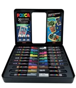 Maletín metálico 20 Rotuladores surtidos Pop Colours Uni Posca