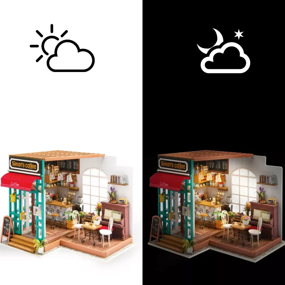 Maqueta de Cafetería de Simon Robotime