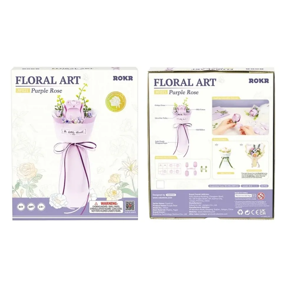 Maqueta ramo de rosas moradas Robotime
