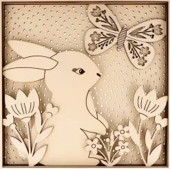 Marco con Diseño Relieve de Madera Conejo Mariposa Artemio