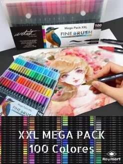 Megapack XXL 100 Rotuladores Fine Brush Doble Punta Alex Bog