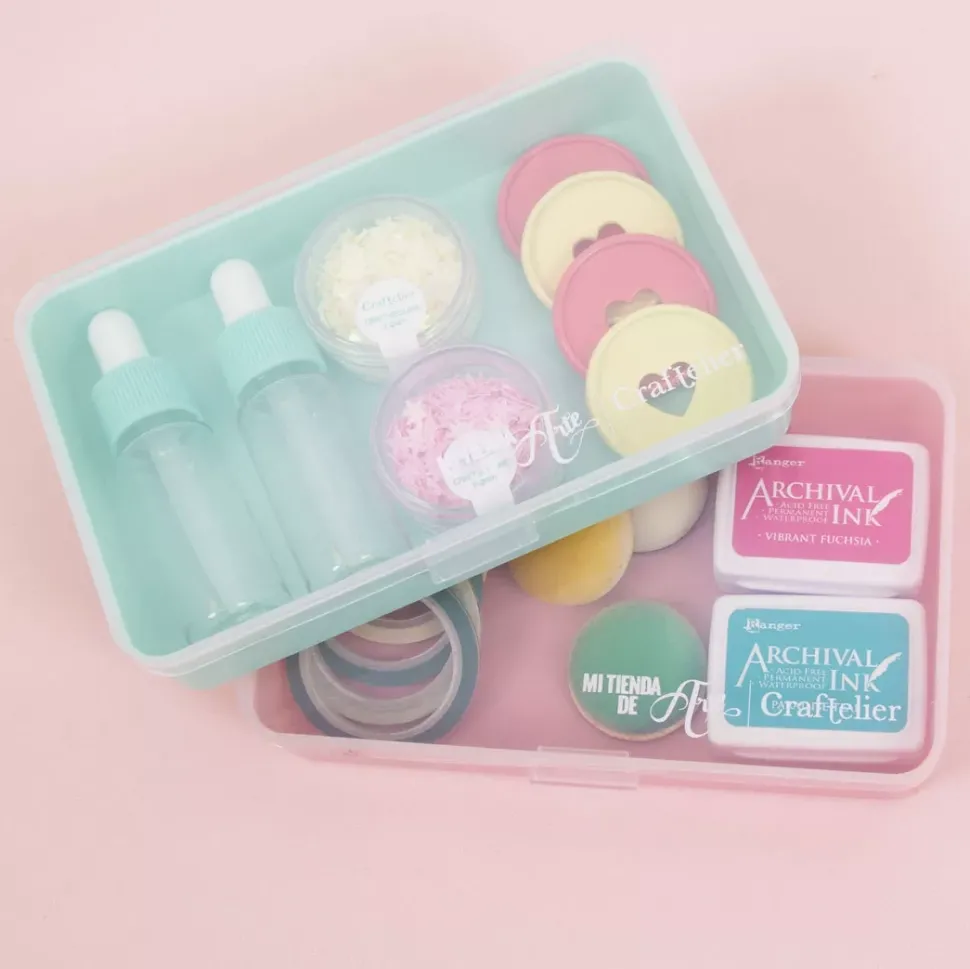 Mini Caja con 10 Compartimentos Turquesa Craftelier