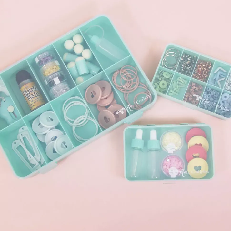 Mini Caja con 10 Compartimentos Rosa Craftelier