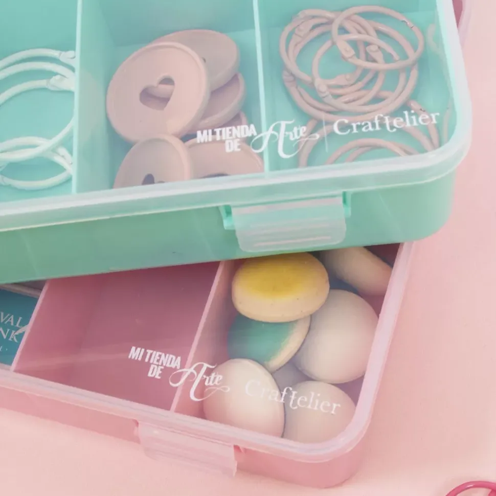 Mini Caja con 10 Compartimentos Rosa Craftelier