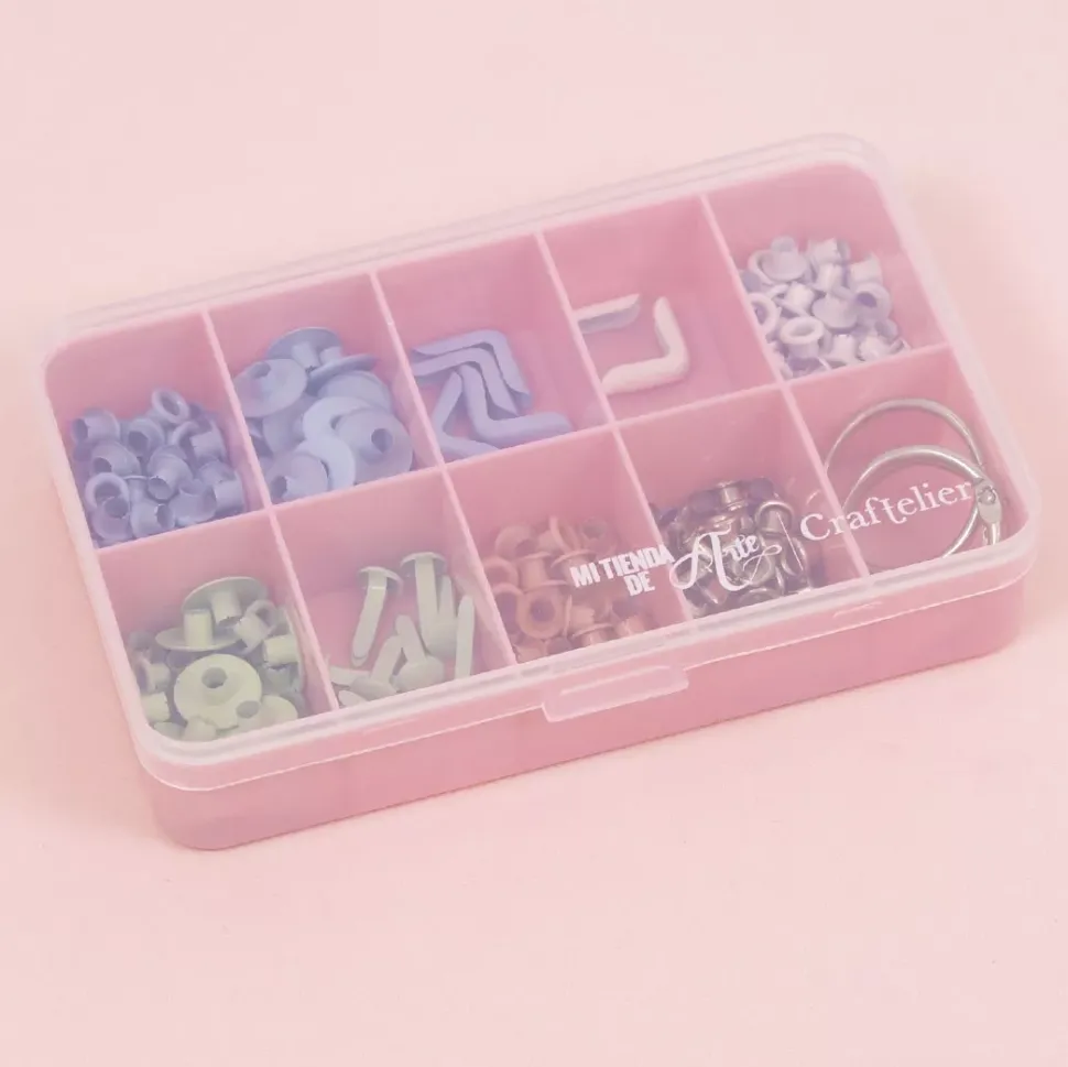 Mini Caja con 10 Compartimentos Rosa Craftelier