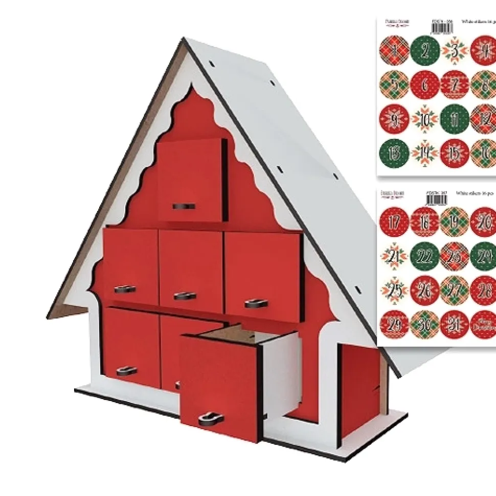 Mini Calendario de Adviento Tiny rojo y blanco Fabrika Decoru