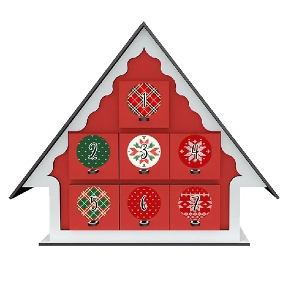 Mini Calendario de Adviento Tiny rojo y blanco Fabrika Decoru