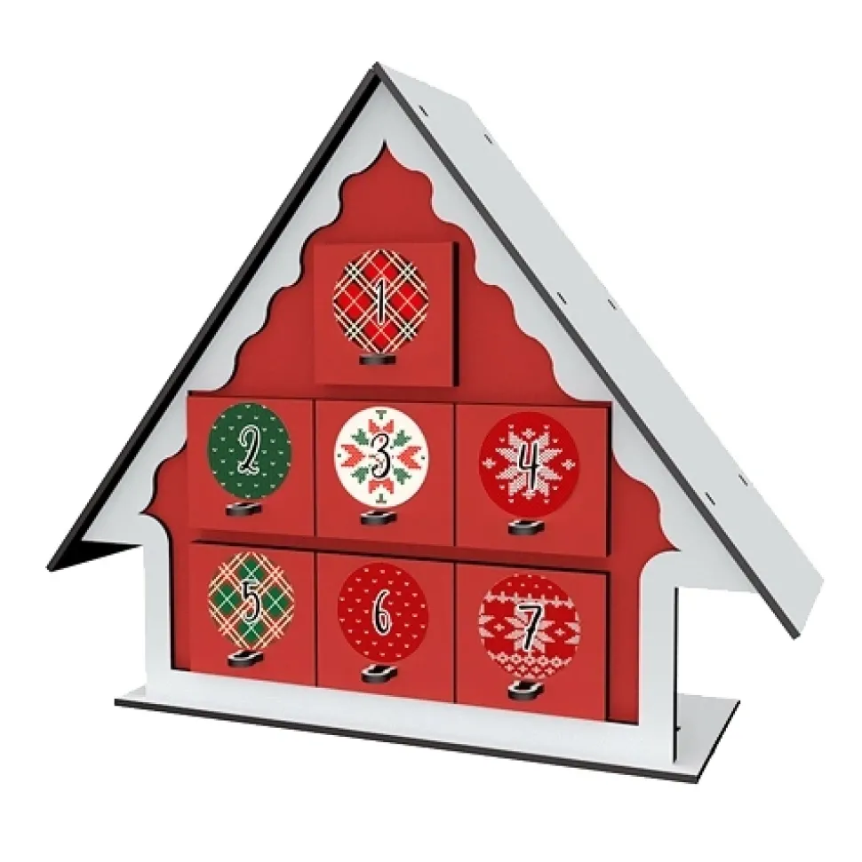 Mini Calendario de Adviento Tiny rojo y blanco Fabrika Decoru