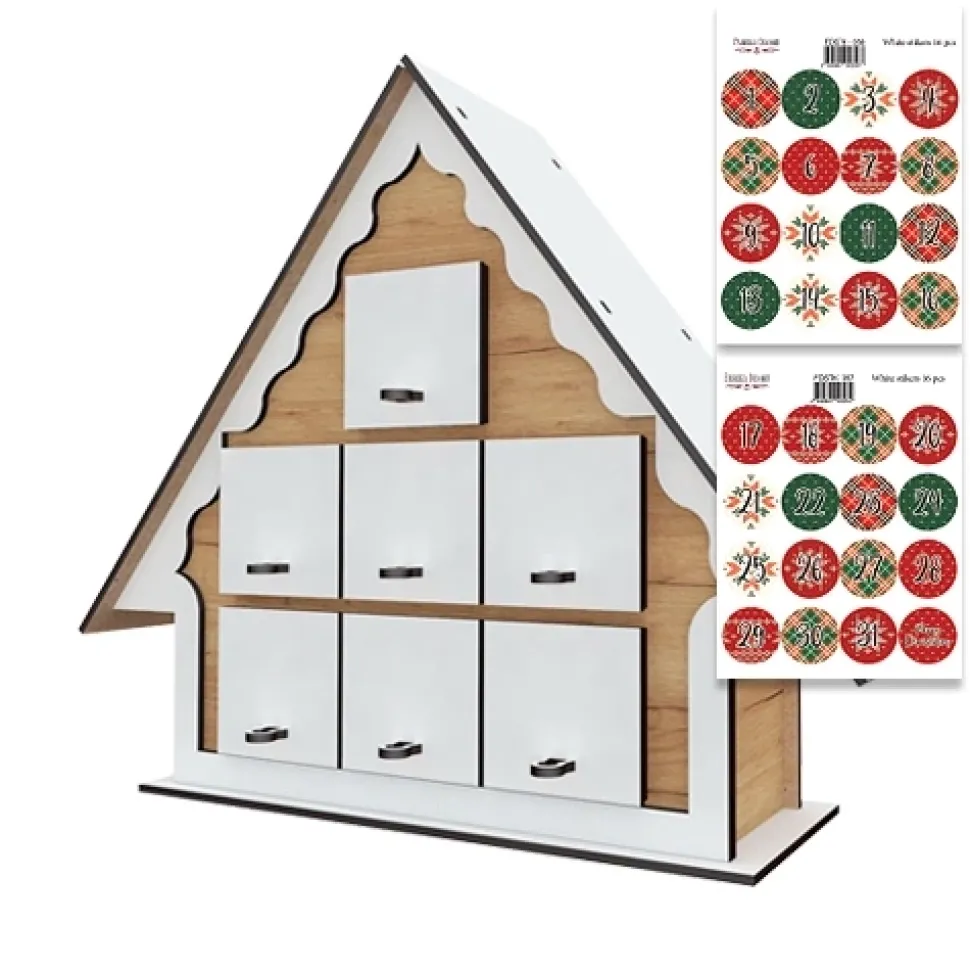 Mini Calendario de Adviento Tiny madera y blanco Fabrika Decoru